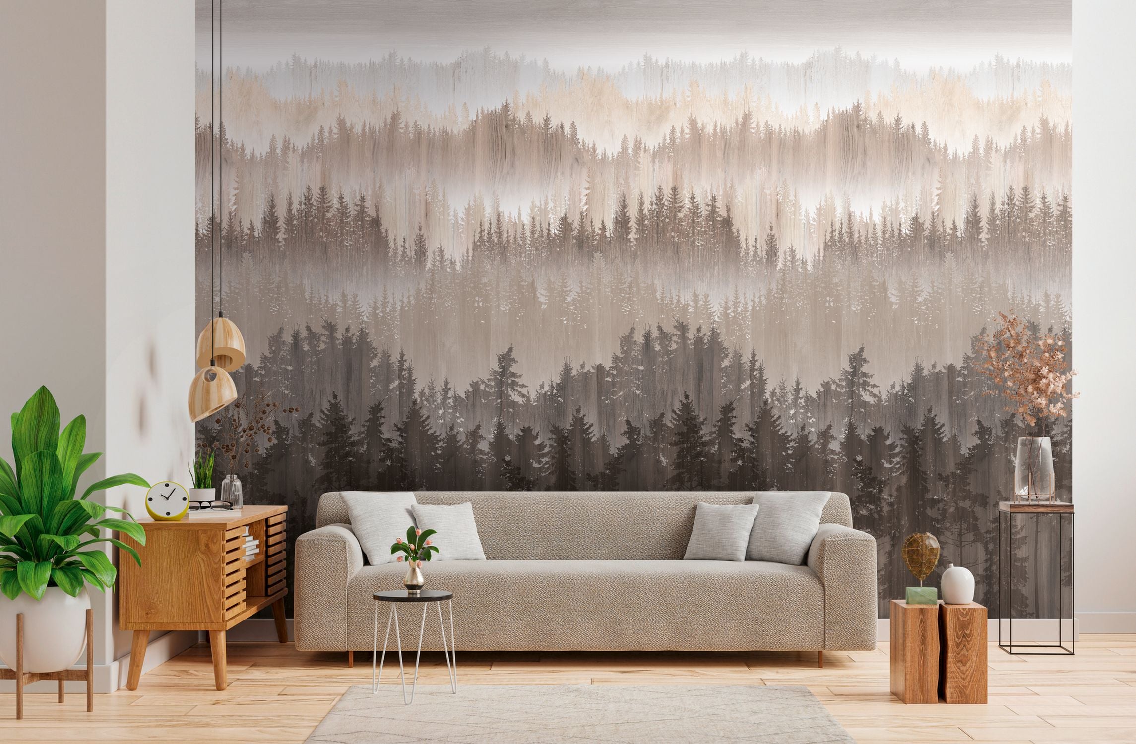 Livingwalls fotobehang bomen bruin, beige en crème - 159 x 280 cm - AS-391812