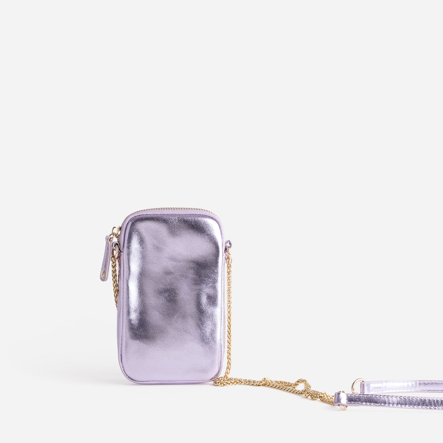 Sac lilas métallisé pour téléphone portable