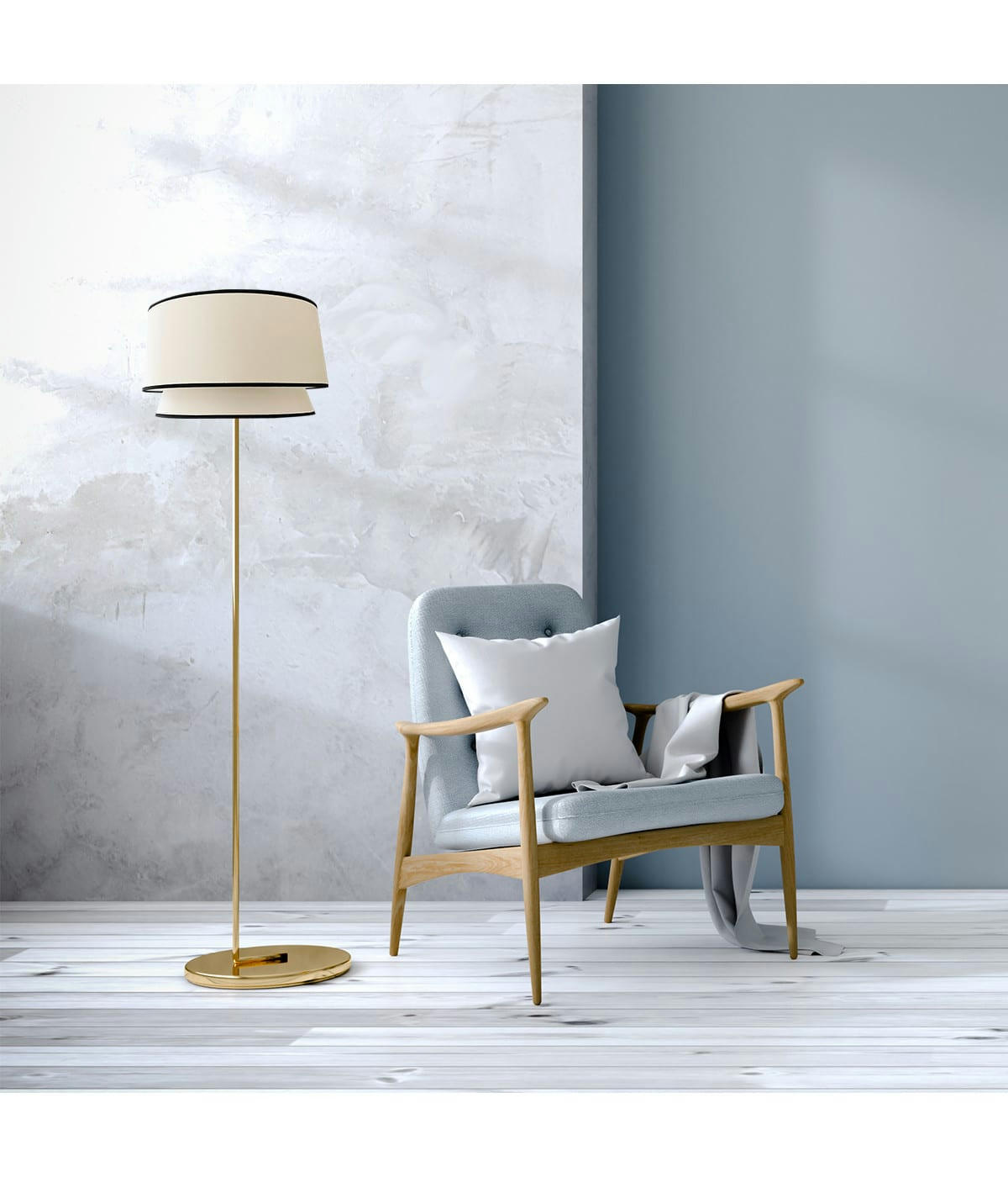 LAMPADAIRE - Abat-jour Cleo Blanc D: 40 x H: 27