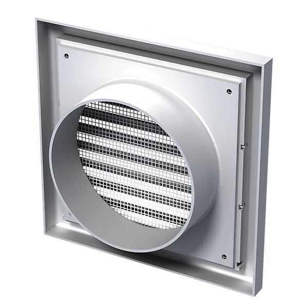 Grille de ventilation plastique blanc à ailettes inclinées DECOR avec moustiquaire - LxH (mm) 185 x 185 rac 150