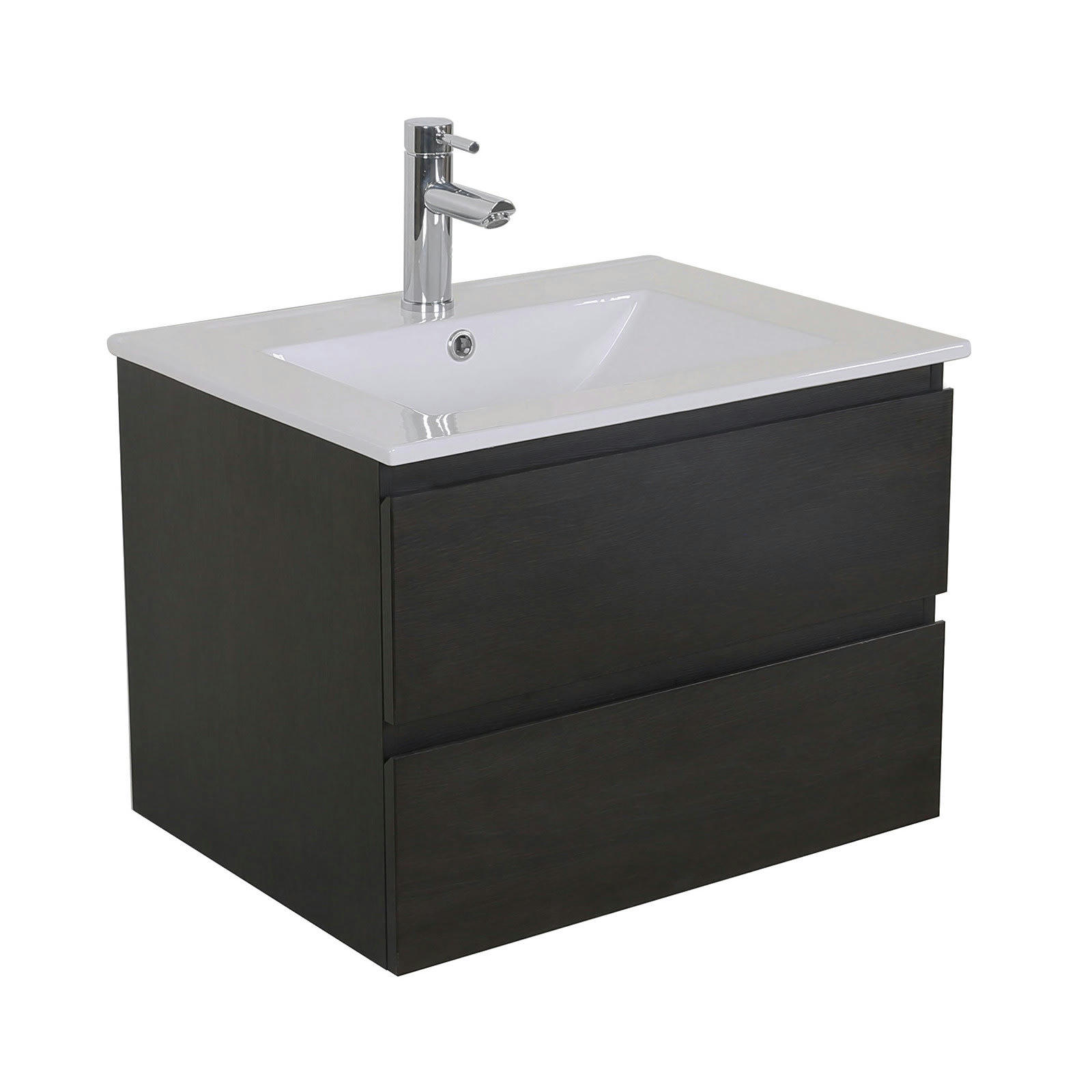 SORRENTO - Meuble simple vasque 60cm  Décor chêne carbonne + vasque