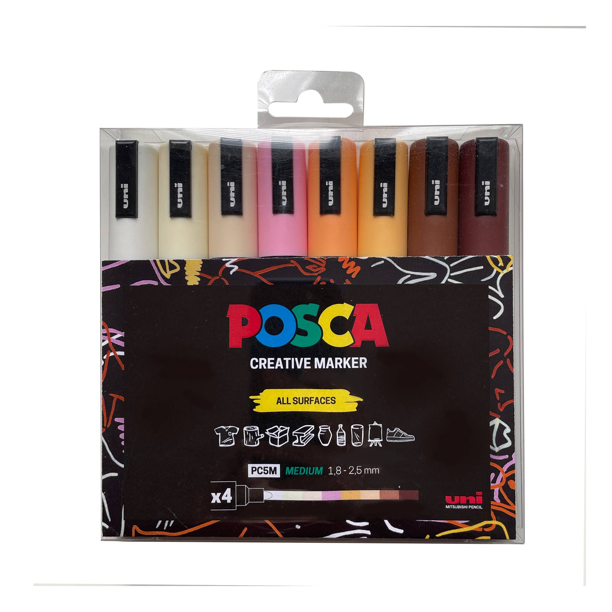 Uni-ball Posca PC-5M Neutral Marker Pens 8 Pack