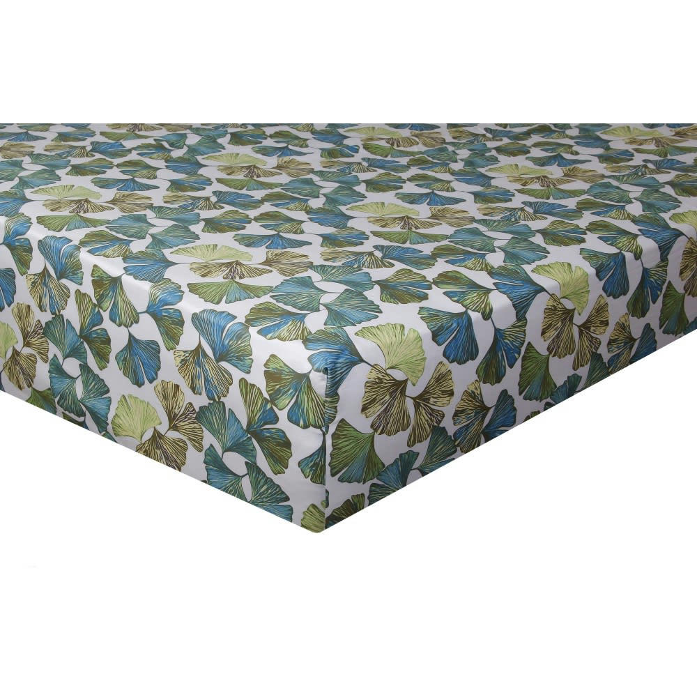 GINKGO SATIN - Drap housse satin de coton 90x190 cm imprimé Ginkgo