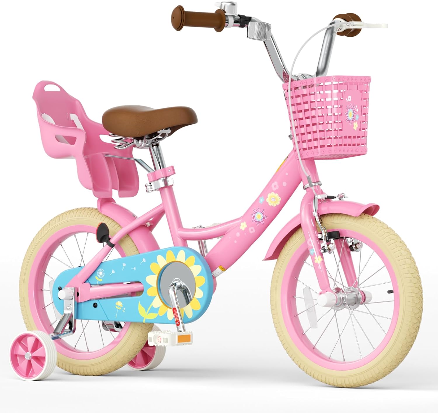 Glaf Kids Toddler Bike 12 14 16 20 Inch Girls Bike with Training Wheels Age 2-12 Years Old Toddler Girls Bike with Basket and Doll Seat Adjustable Seat