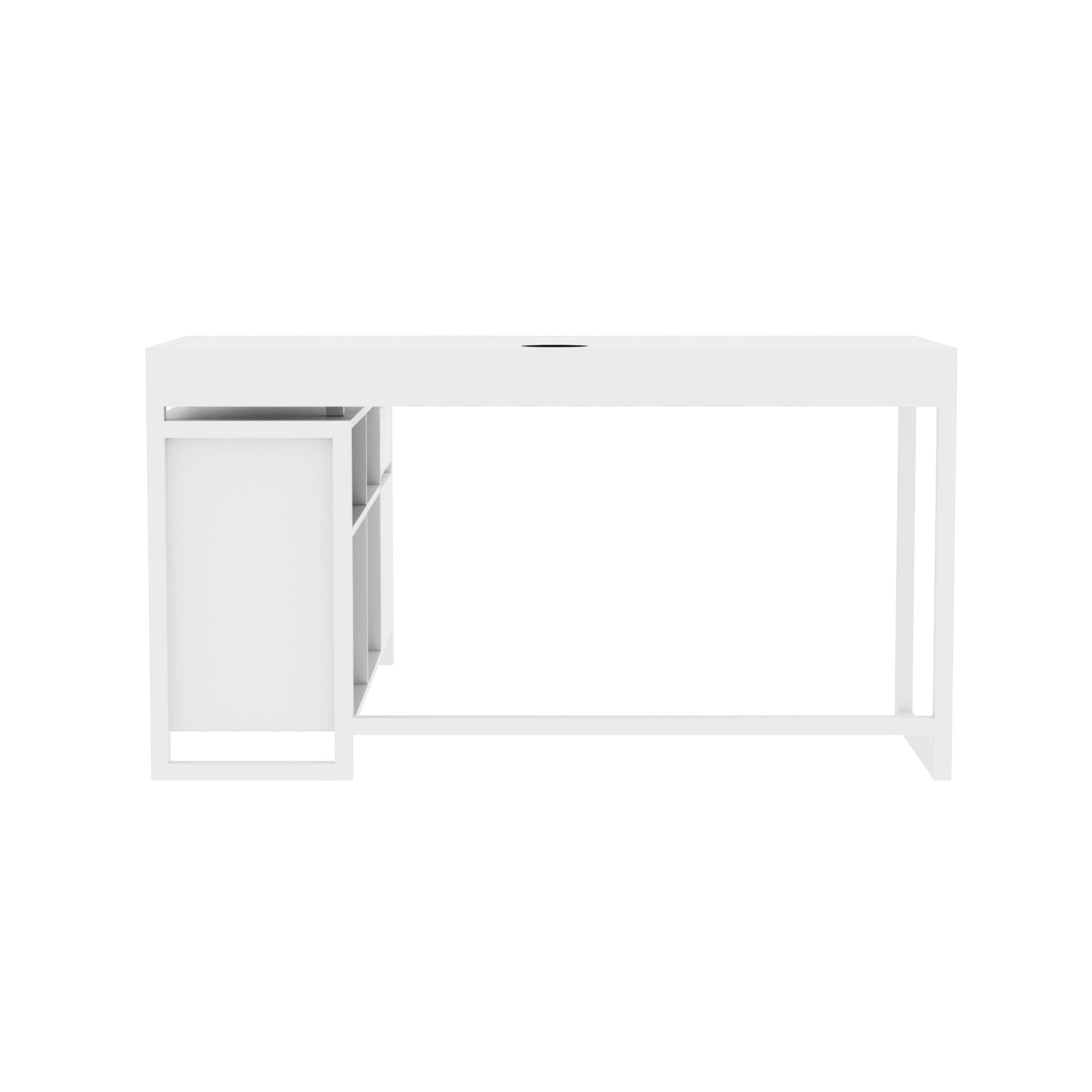 Bureau d'angle blanc avec bloc rangement ALVA