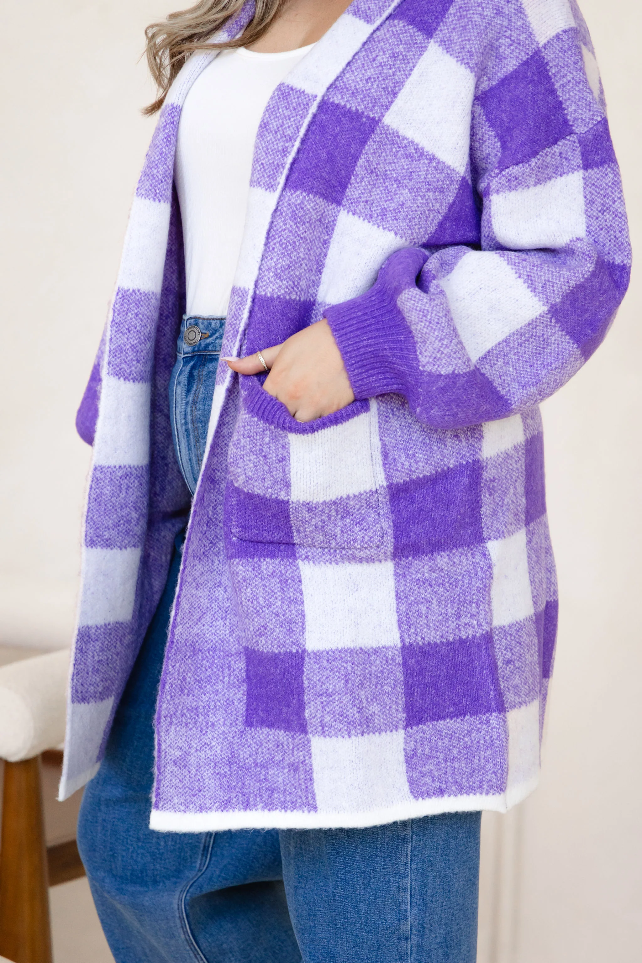 Hampton Knit in Purple Gingham