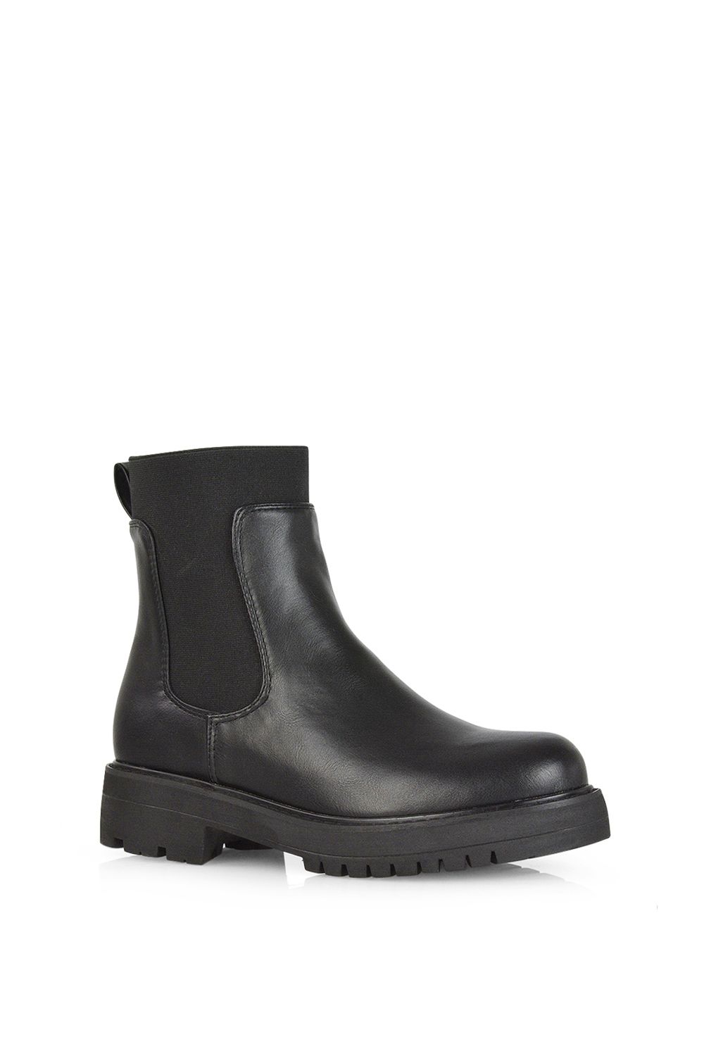 XY London Karev' Black Ankle Boots Pull On Elasticated Gusset Chelsea