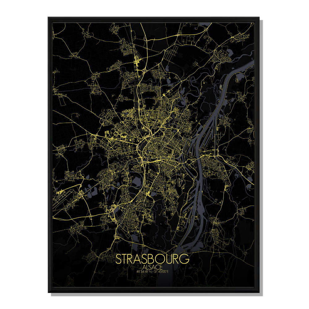- Affiche Strasbourg Carte Nuit 40x50