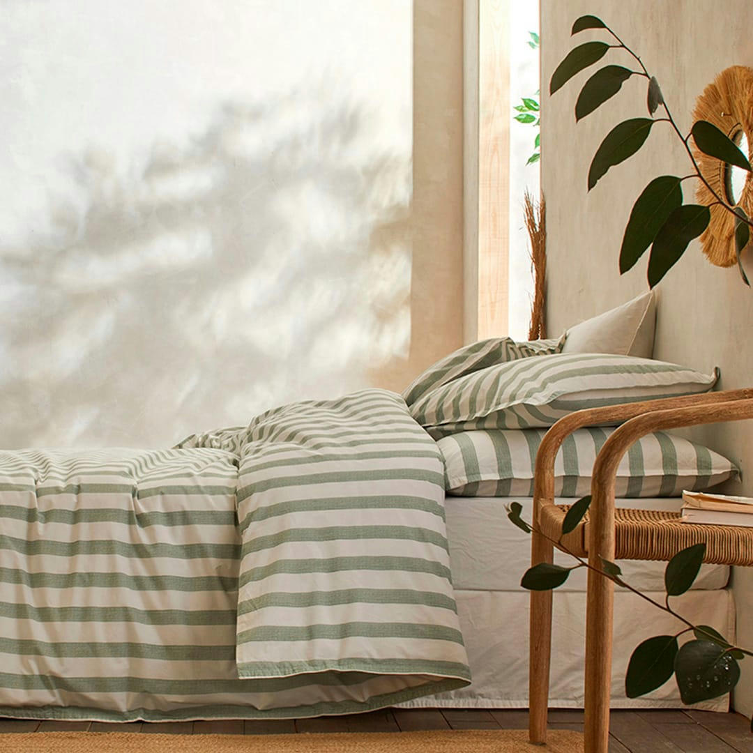 FN BENGALE - Housse de couette en percale de coton organic 140x200 cm vert clair