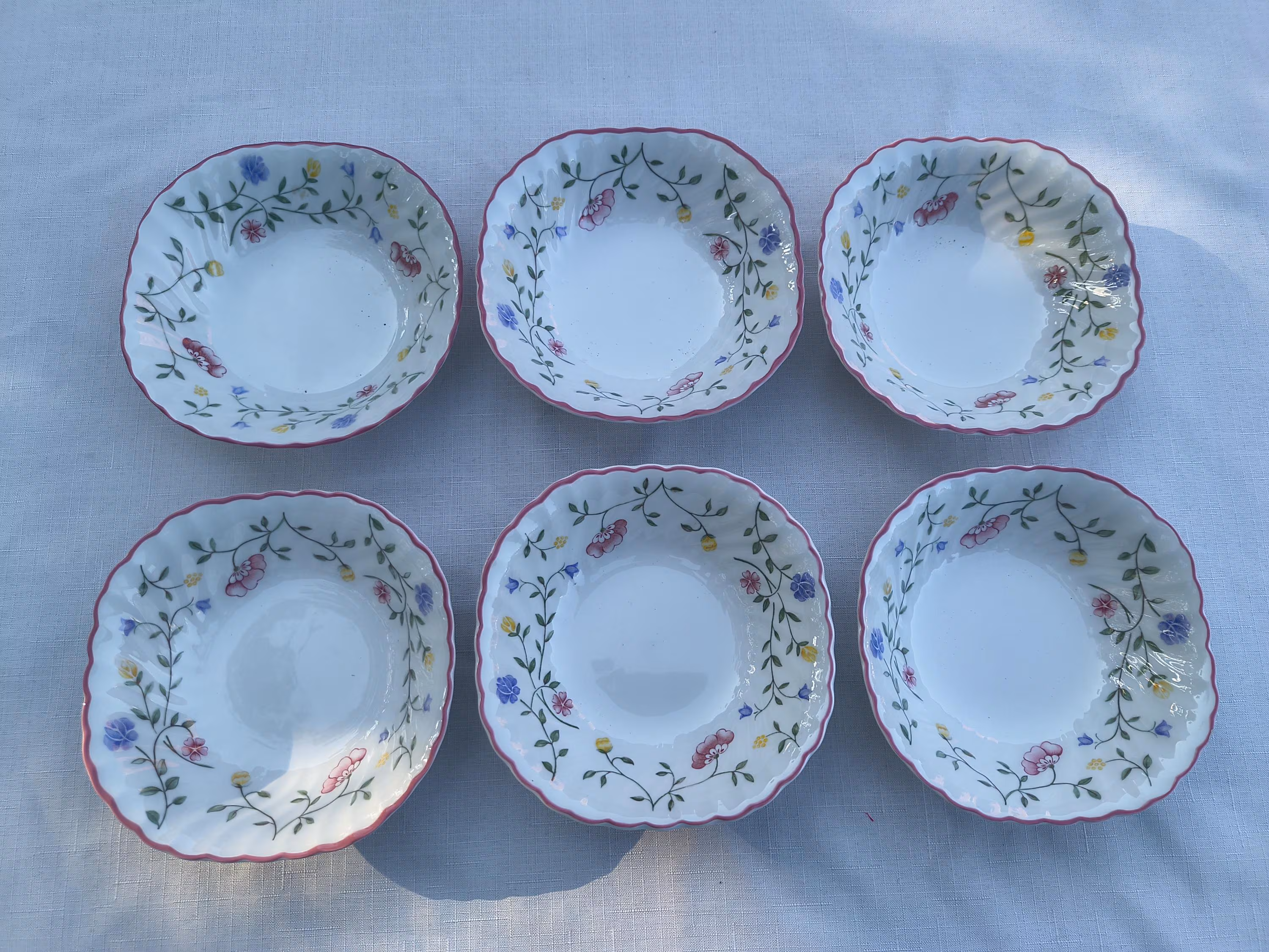 Set of 6 Johnson Brothers 'Summer Chintz' Square Cereal Bowls