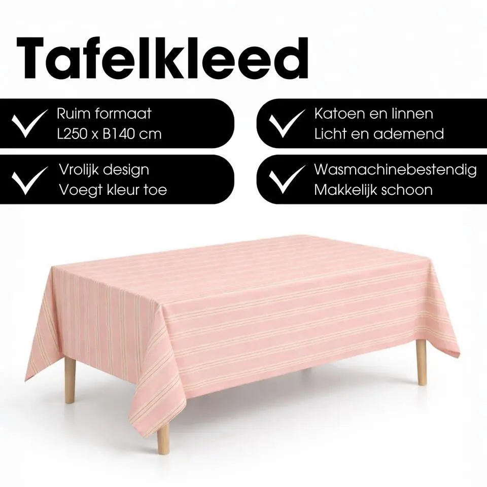 Mica Decorations Evie Gestreept Tafelkleed voor Eettafel