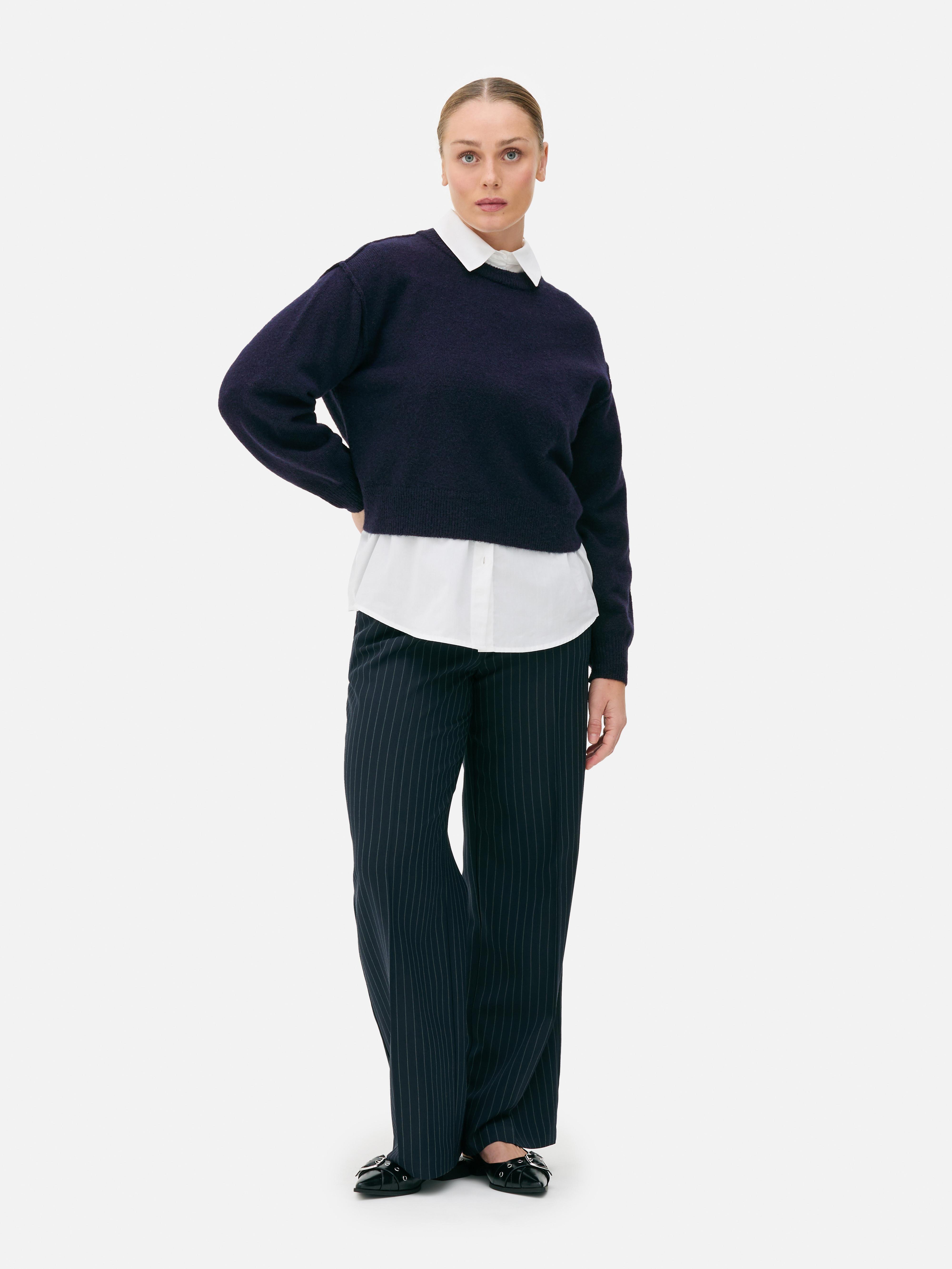 Drop Shoulder Crew Sweater