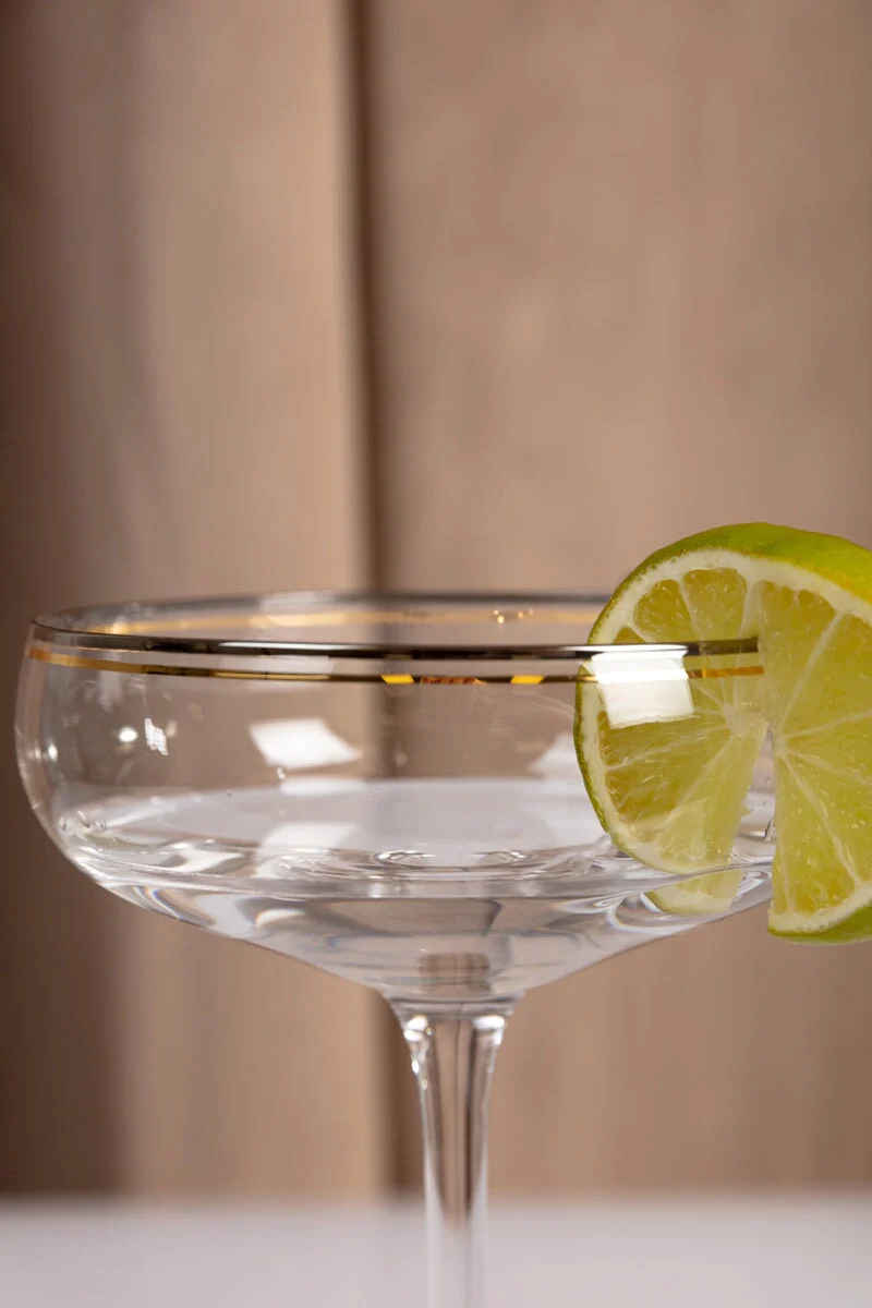 Set Of 2 Champagne Saucer with Silver & Gold Rim