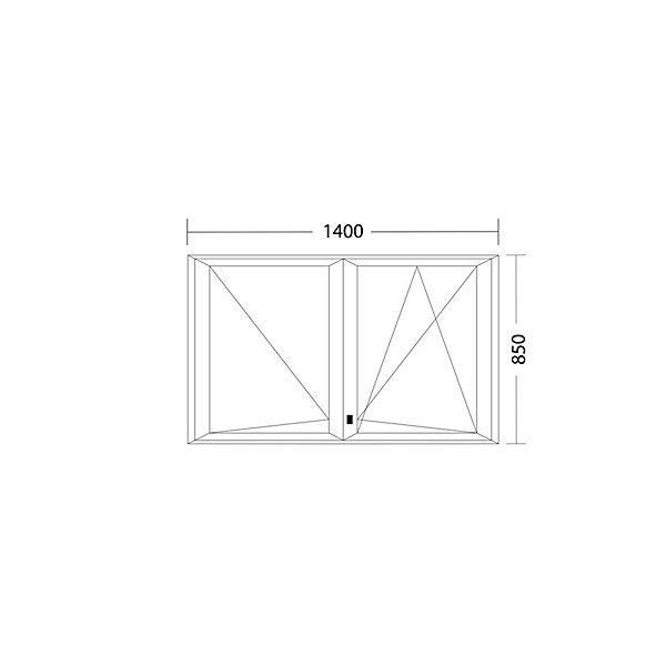 Fenêtre oscillo-battante double vantaux PVC blanc L 1400mm x H 850mm ouvrant droit