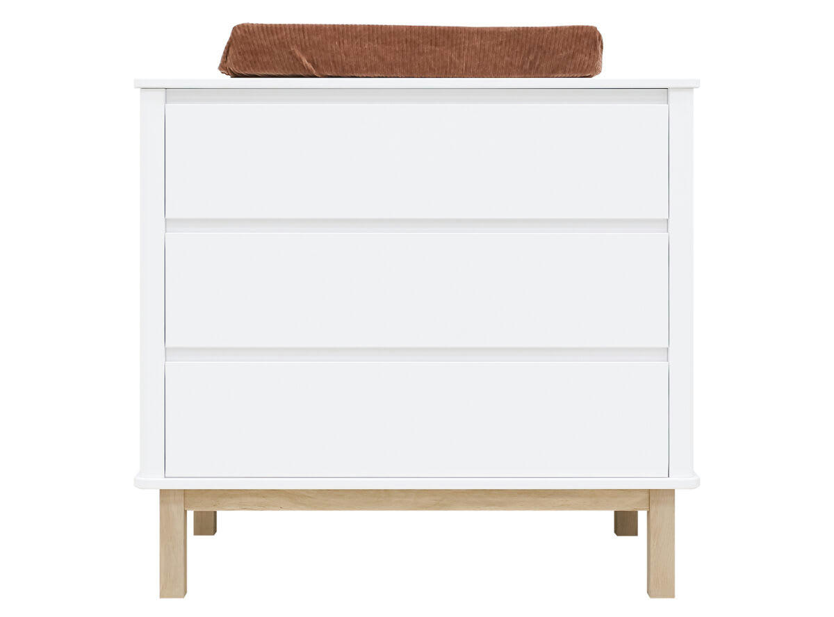 MIKA - Commode avec 3 tiroirs en MDF et chêne blanc