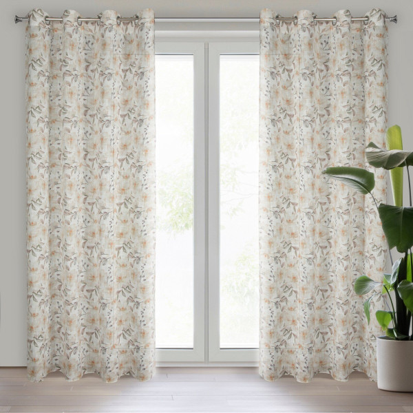 Zasłona na przelotkach w kwiaty AMARANA 140X250 naturalna