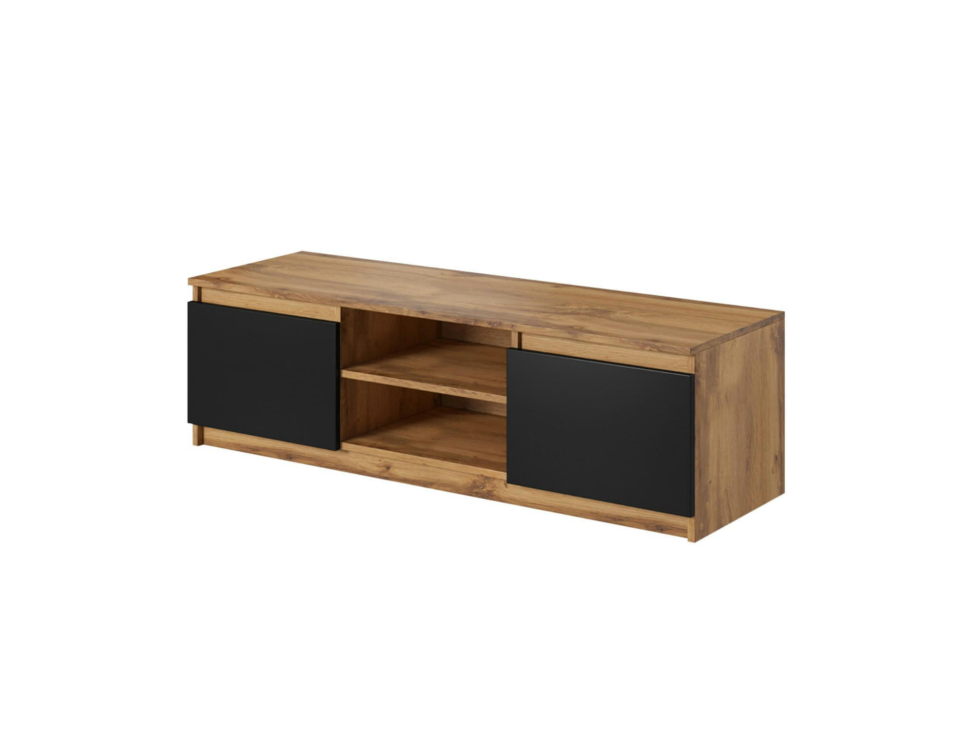ROBIN - Meuble TV style industriel 120 cm noir / bois