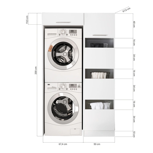 Waschmaschinenschrank »Clara«, HWRSET5, BxHxT: 117,4 x 200 x 67,6 cm, weiß matt