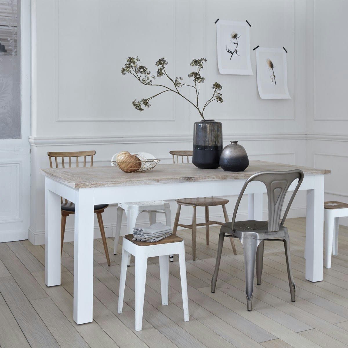 LONDRES - Table à manger en acajou et teck massif 8 pers.