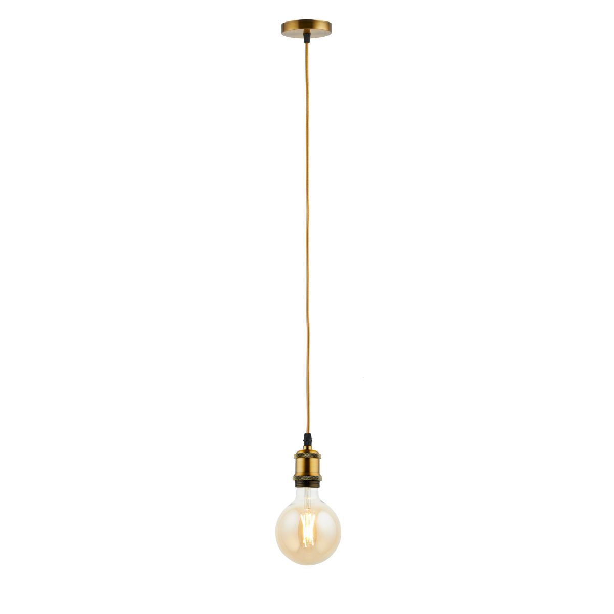 Lighto | Pendel Champagne Goud | Inclusief Lichtbron Goud | Vintage | 1.5m Snoer | Met Plafondkap