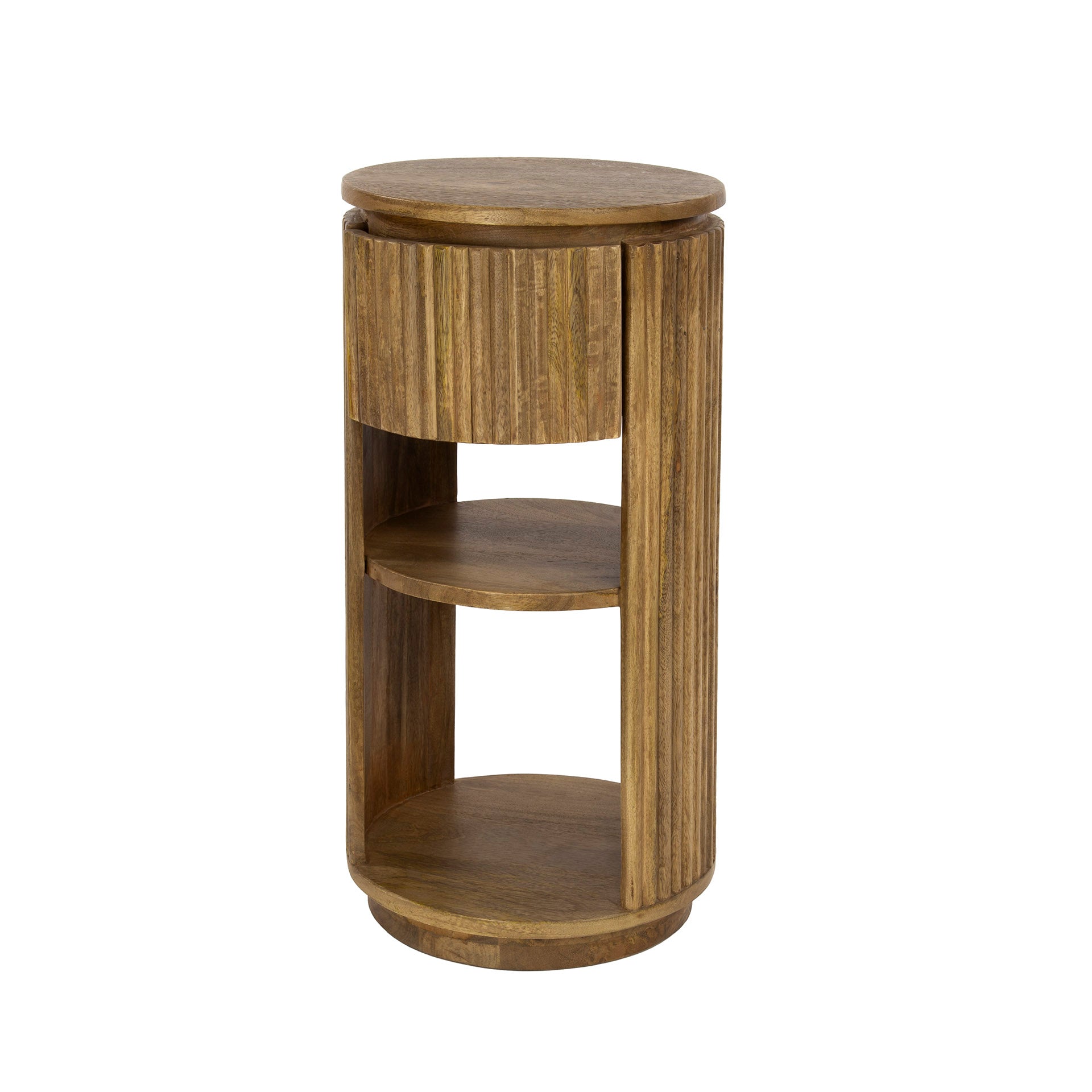 Hoyz Collection - Nachtkastje Wave XS Rond 1 Lade - Massief Mango Zand