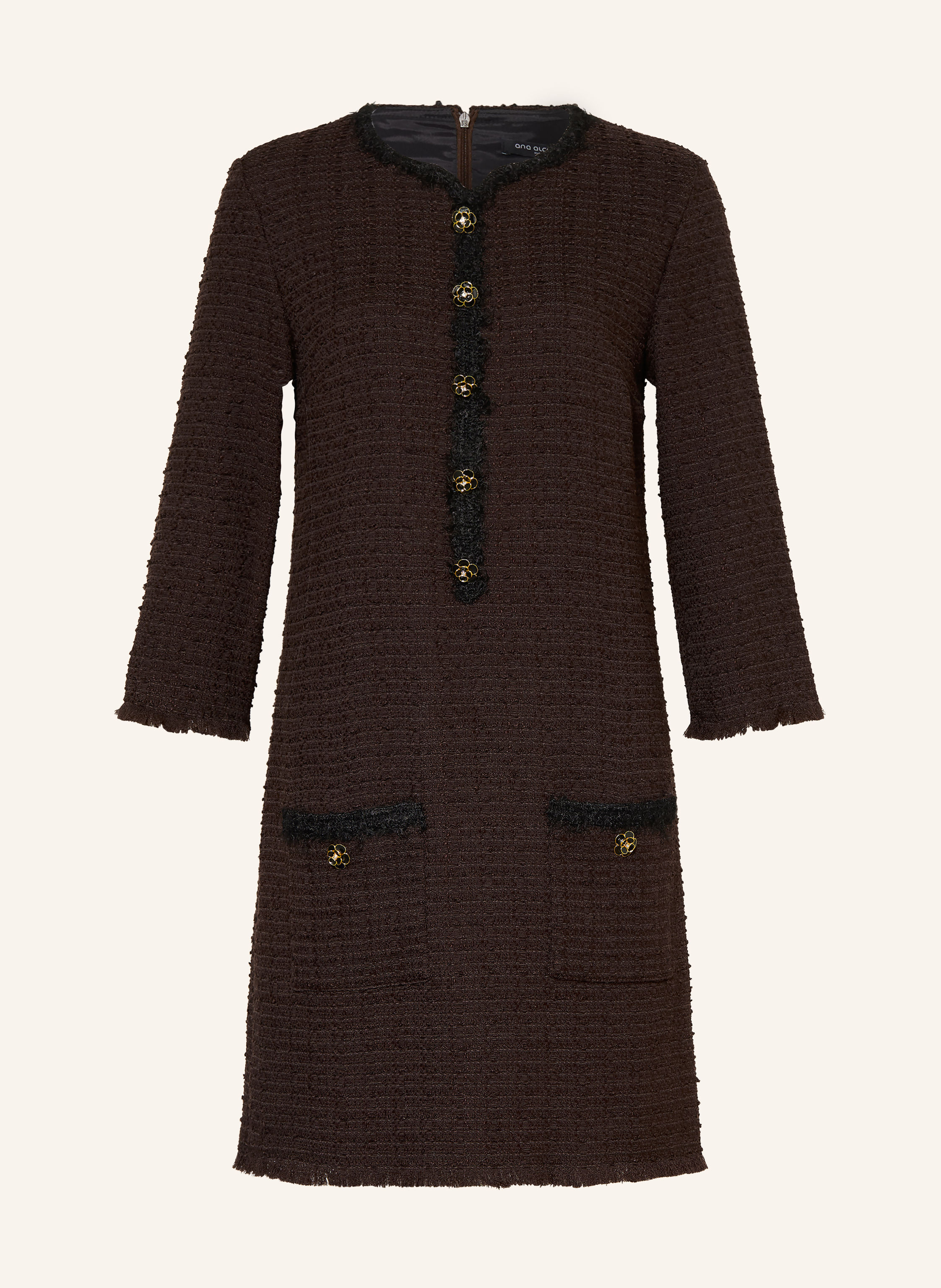 Ana Alcazar Bouclé-Kleid mit 3/4-Arm und Schmucksteinen