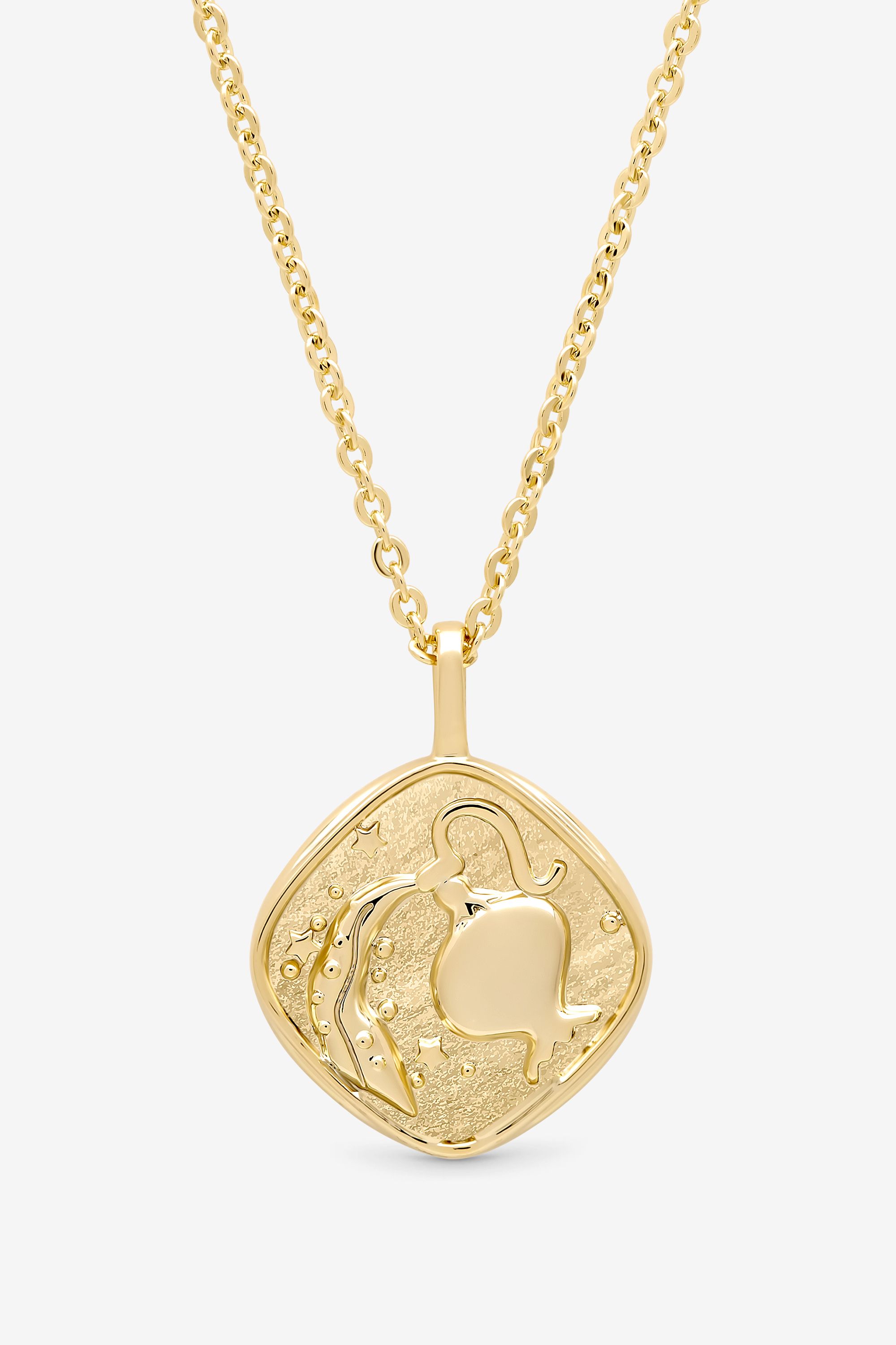 Jon Richard Gold Plated Molten Horoscope Pendant - Aquarius