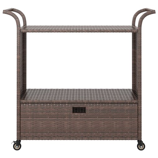NNEVL Bar Cart with Drawer Brown 100x45x97 cm Poly Rattan