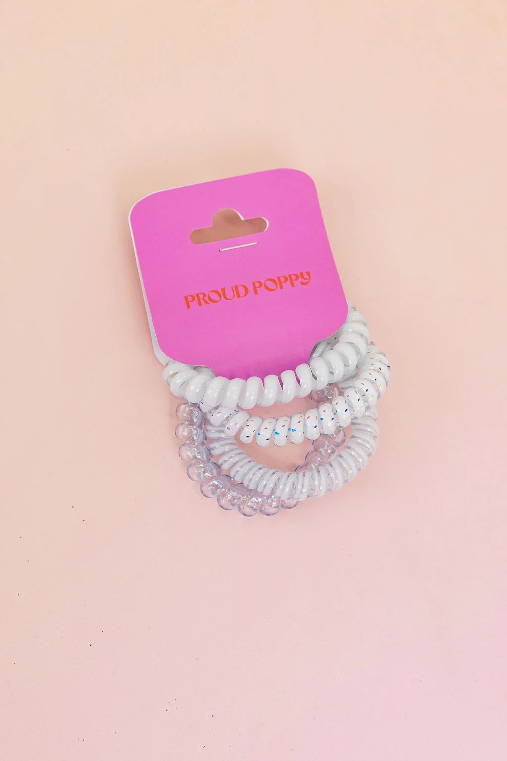 White & Clear Coil Hair Ties – 4 Pack