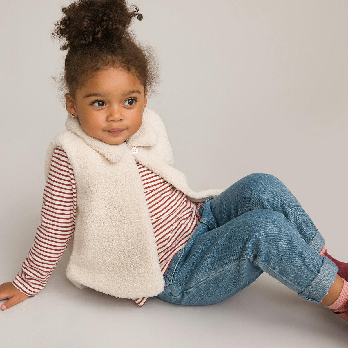 Cardigan col tailleur en fourrure d'imitation