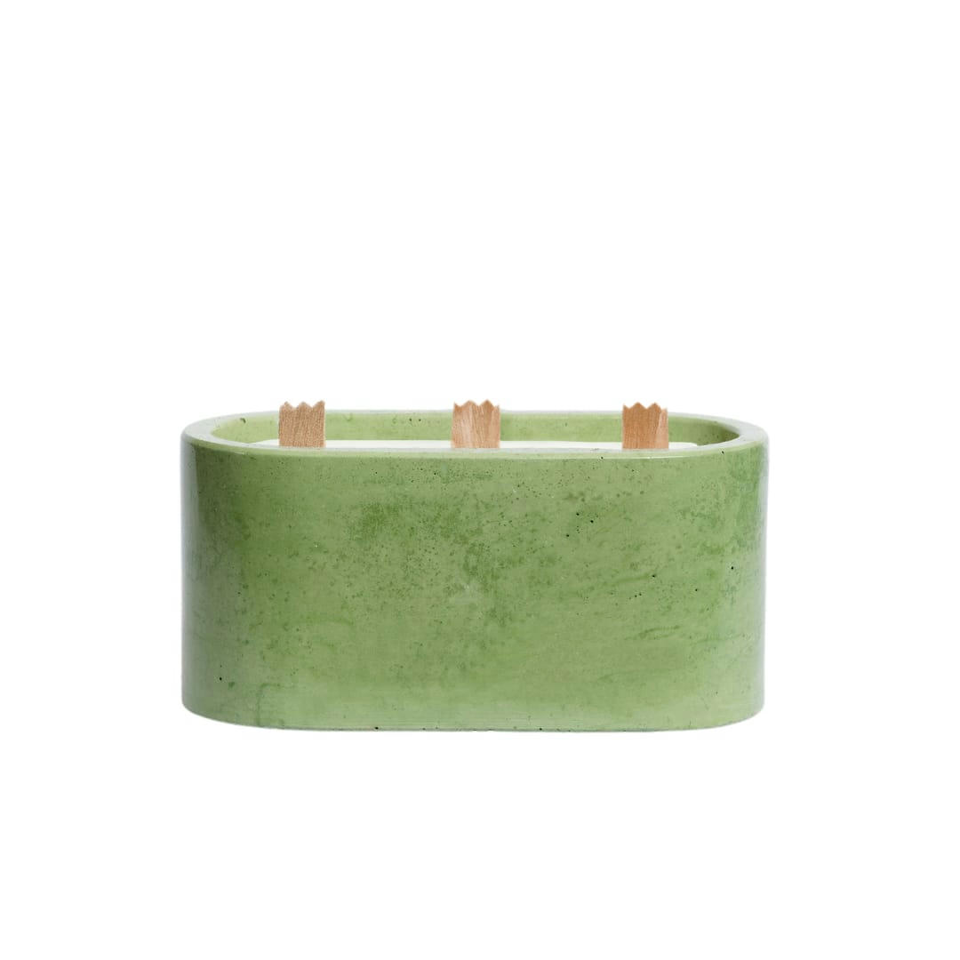 BOUGIES XXL -BÉTON UNI - Bougie xxl en béton vert parfum fleur de figue