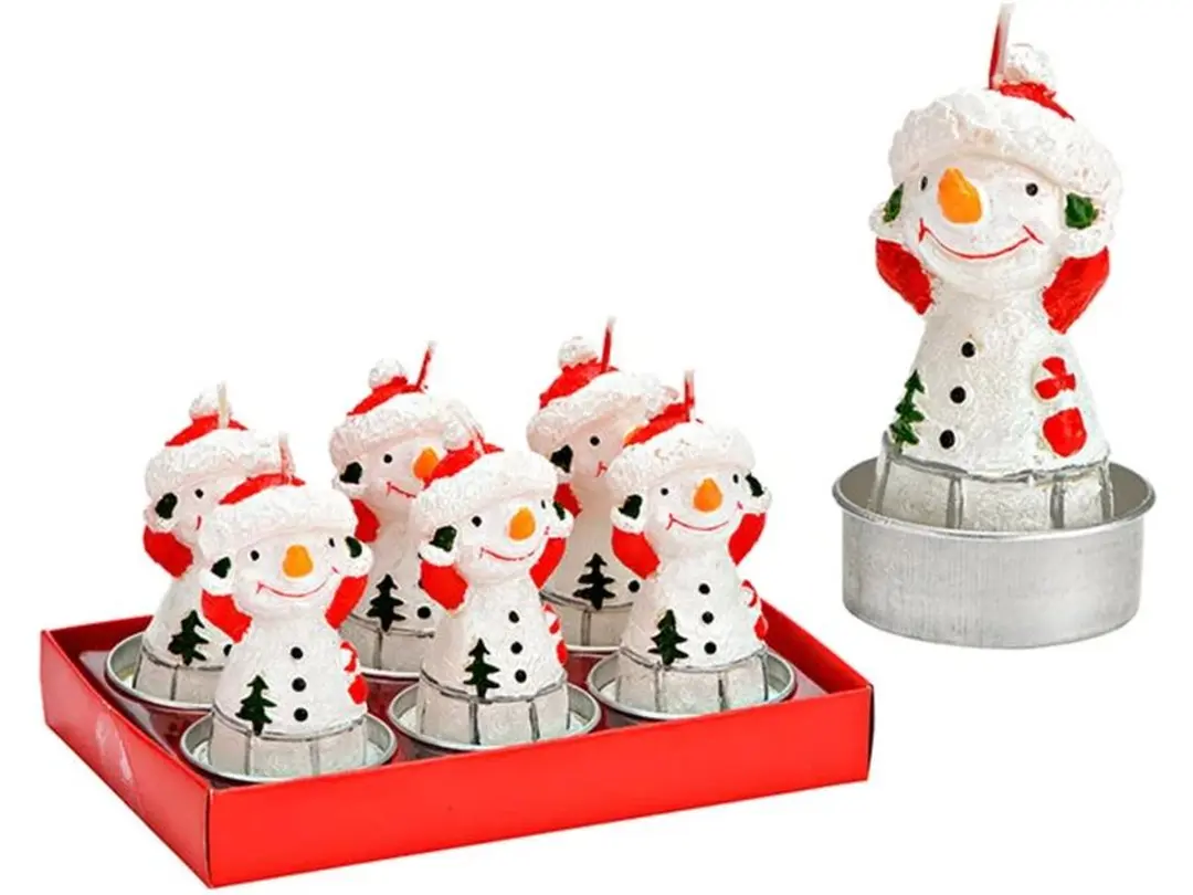 Teelicht 6er-Set Schneemann