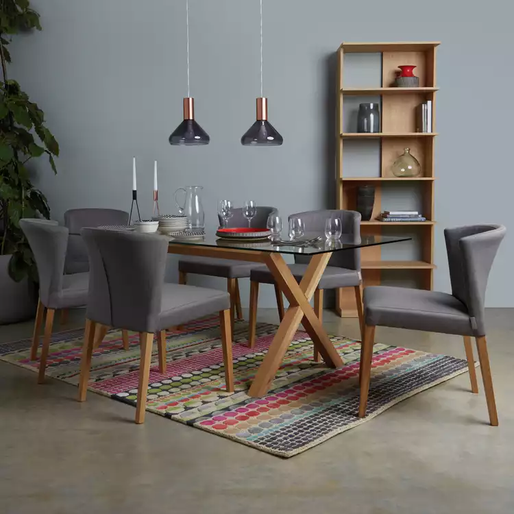 Habitat Bloomsbury Geometric Wool Cut Pile Rug - 140x200cm