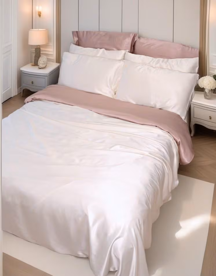 4 pieces Mulberry Silk Bedding Set includes : Duvet cover,fitted sheet,2pillowcase 25 Momme