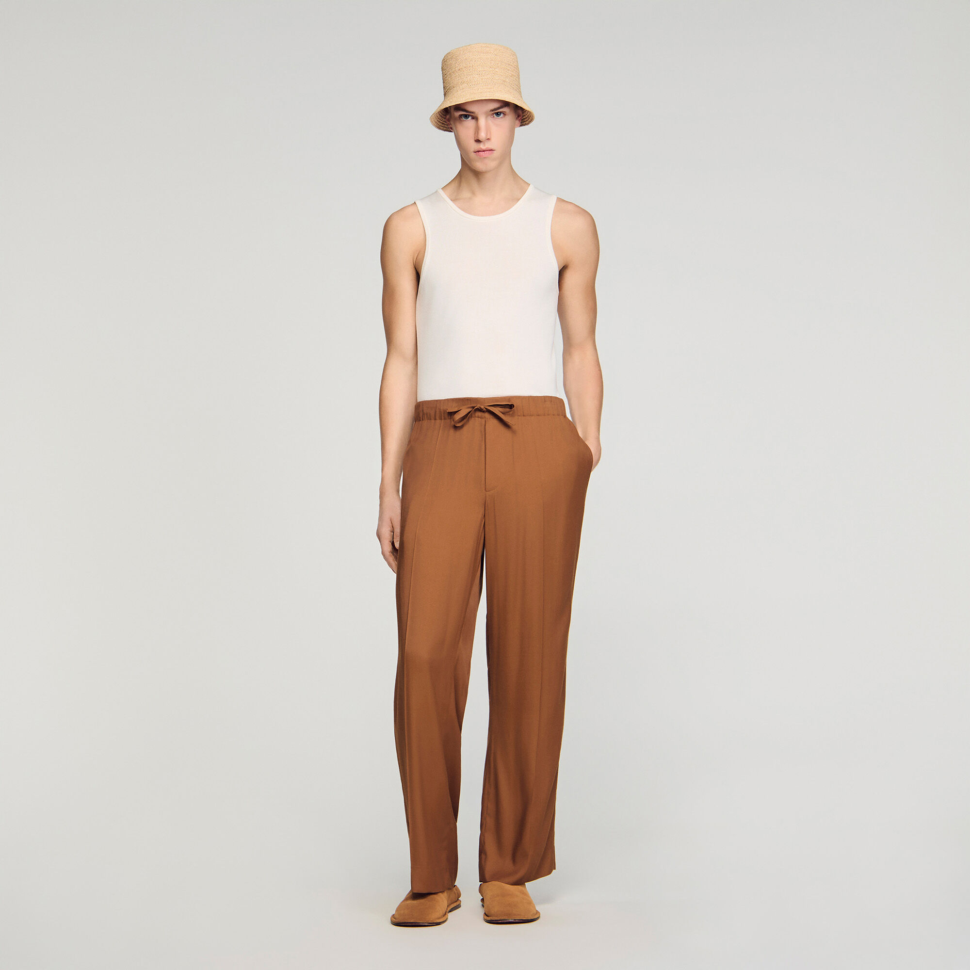 Pantalon fluide élastiqué à cordon