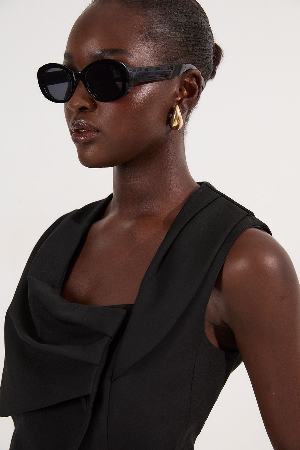 KarenMillen Tailored Drape Detail Sleeveless Jacket