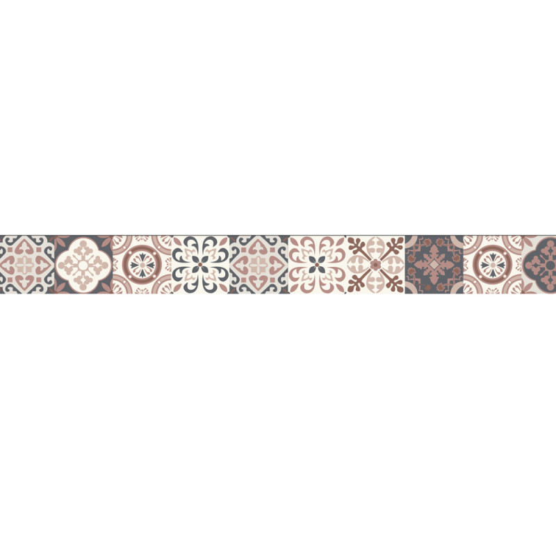 Frise adhésive Tomette Borgatella beige et brun 5 x 300 cm