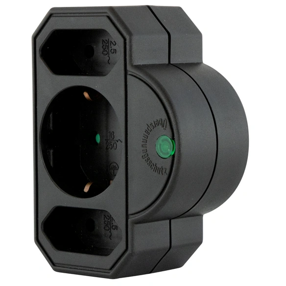 Steckdosenadapter, Übergangsstecker 2 1-fach ÜSS schwarz