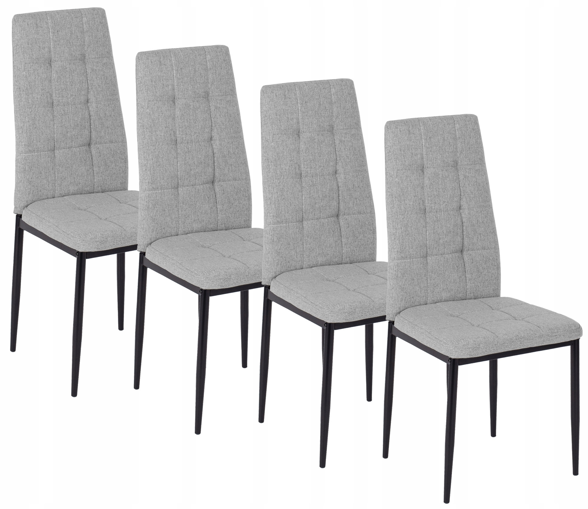 Zestaw 4x Krzesło Tapicerowane TEX SzareKuchenne Do Jadalni Salonu Loft
