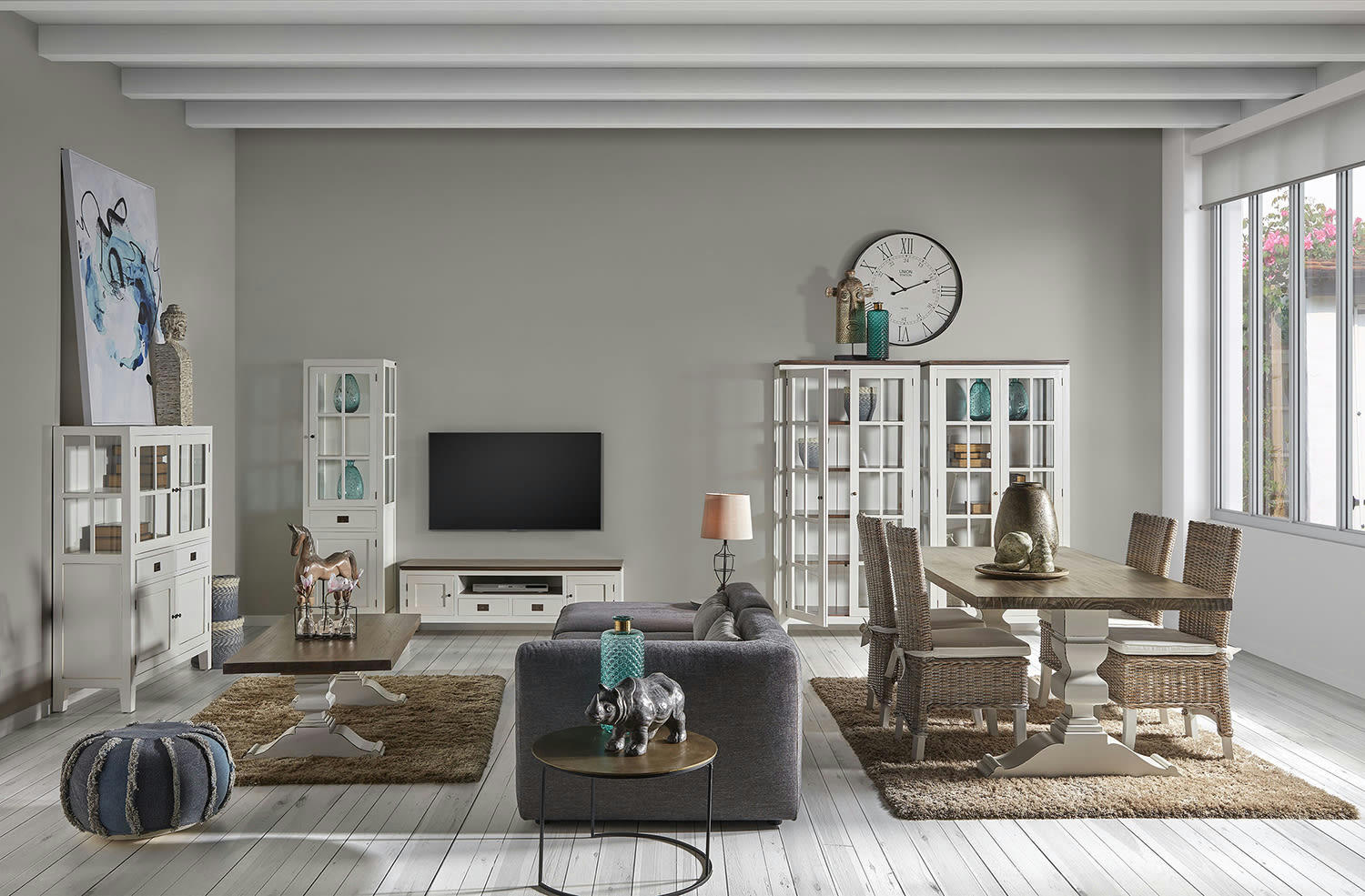 EVEREST - Meuble tv en bois blanc L 150 cm