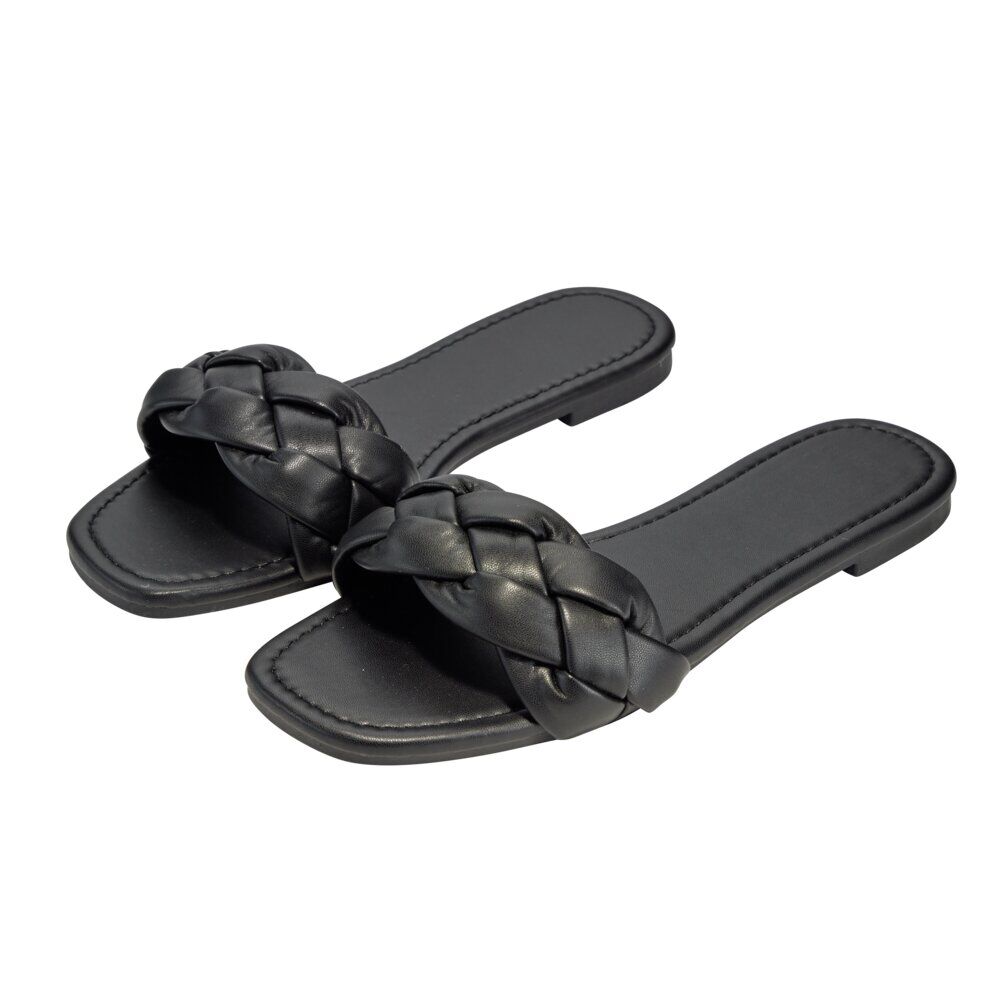 Sandales femme tressées simili noir 37/38