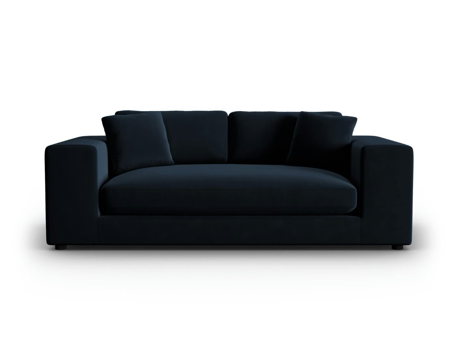 TENDANCE - Canapé 3 places en Velours Bleu Foncé