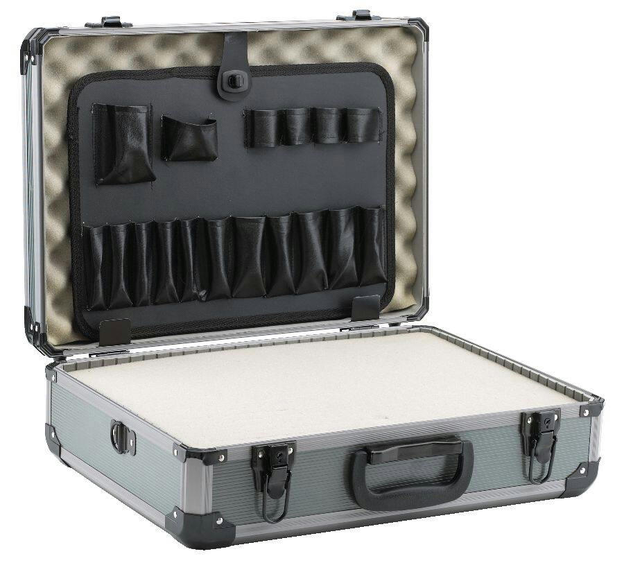 Mastercraft Portable Aluminum Tool Box w/ Strap, Metallic, 18-in