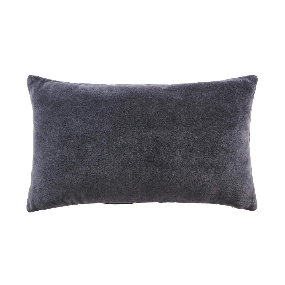 HEBRON - Coussin en velours bleu formes linéaires abstraites 30x50