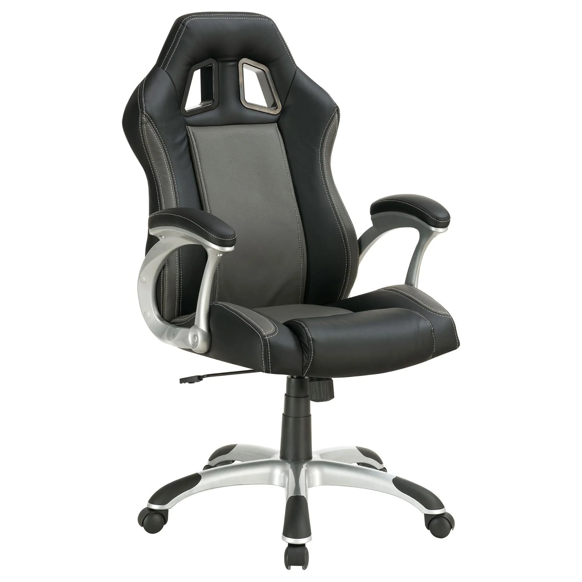 Ergonomic Black & Grey Swivel Office Chair with Adjustable Height and Lumbar Support
