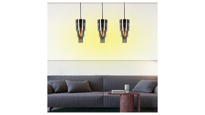 Lampa wisząca Grans 3-punktowa szklana czarny chrom