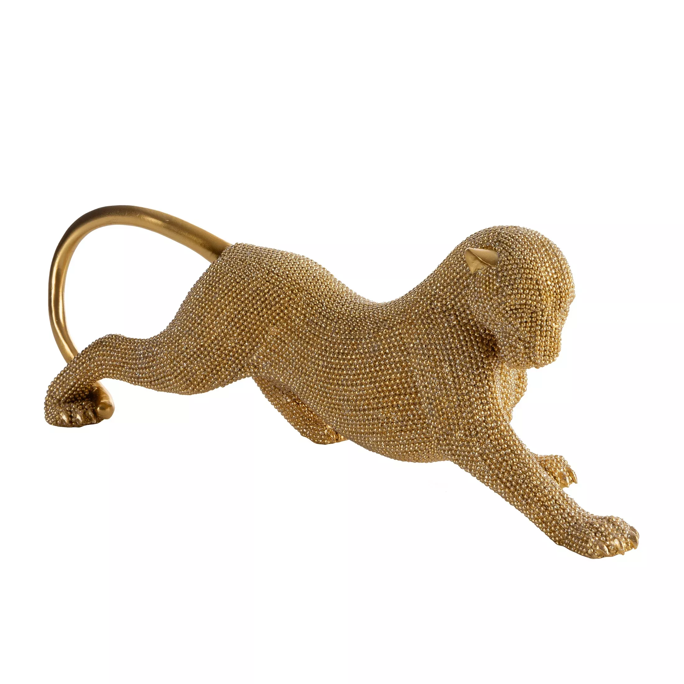 Figurka złota pantera o drobnym strukturalnym wzorze 33x9x12 cm ELDO