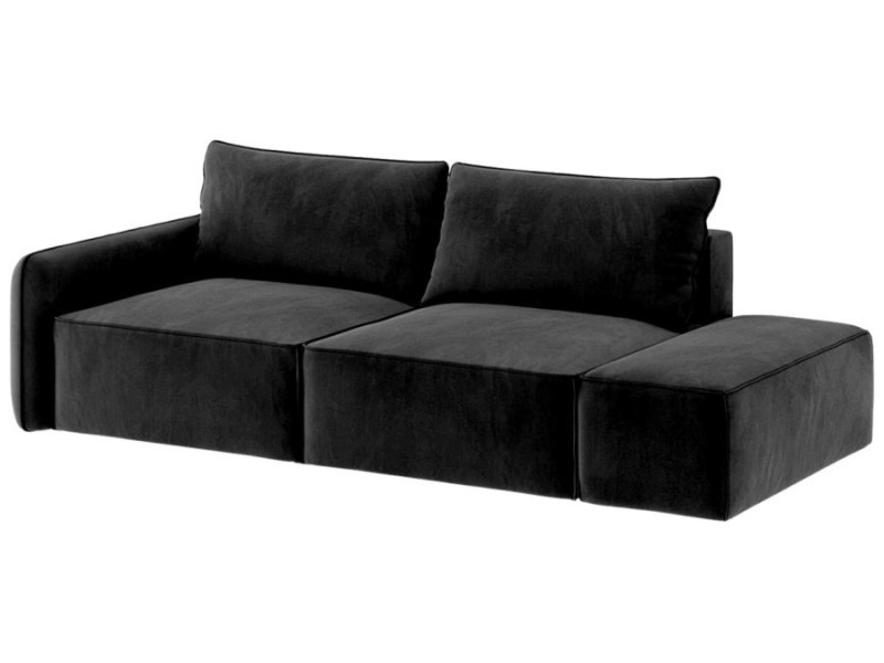Sofa Rozkładana Prawostronna Trzyosobowa VINCI 2 Czarna z Funkcją Spania