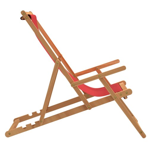NNEVL Folding Beach Chair Solid Wood Teak Red