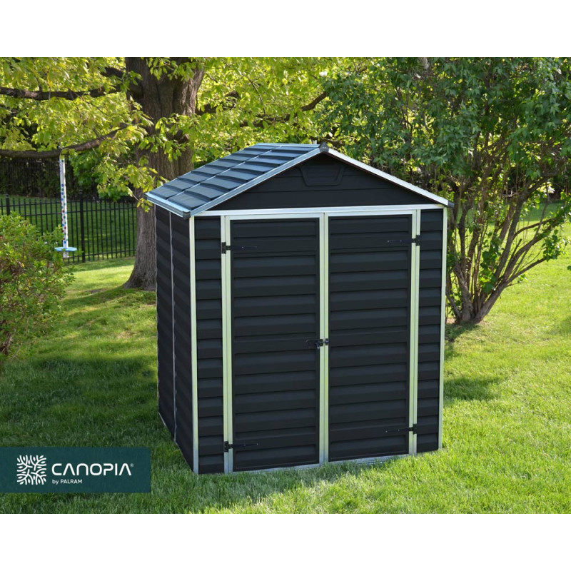 Abri de jardin en résine Skylight gris foncé 1,85 x 1,54 x 2,17 m CANOPIA
